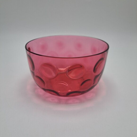 LG Wright Glass Thumbprint Cranberry Bowl - Picture 1 of 9